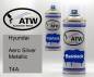 Preview: Hyundai, Aero Silver Metallic, T4A: 400ml Sprühdose + 400ml Klarlack - Set, von ATW Autoteile West.